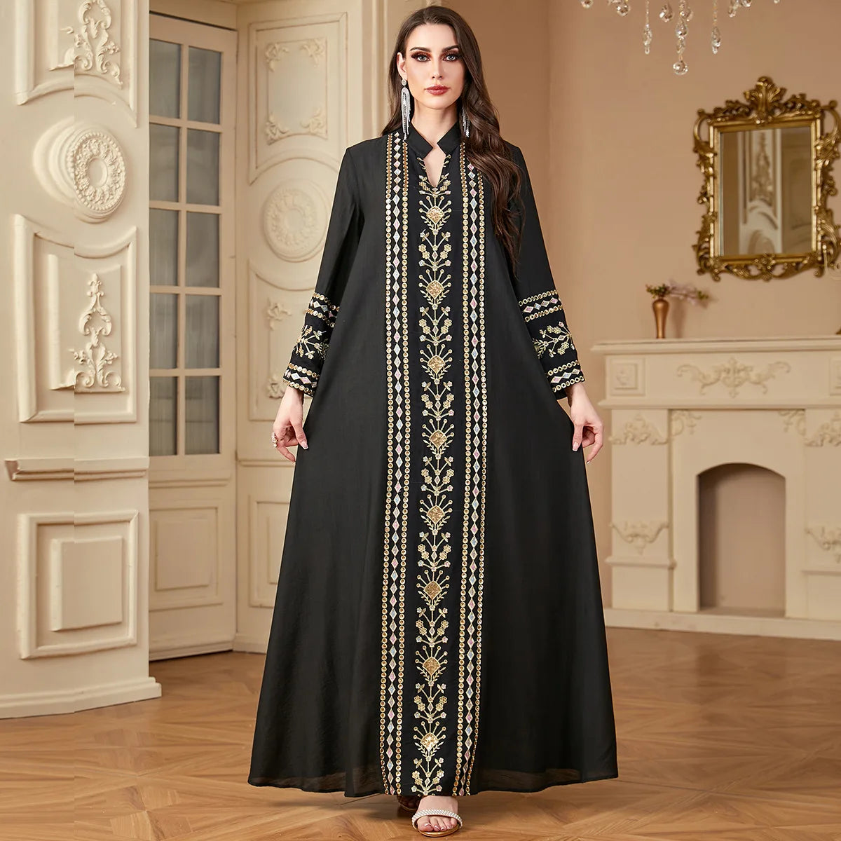 Dubai Morocco Women Embroidery Abaya Muslim Dress Saudi Turkey Kaftan Eid Djellaba Ramadan Islam Clothes Musulmane Femme Vestido
