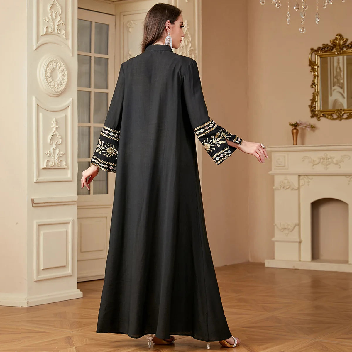 Dubai Morocco Women Embroidery Abaya Muslim Dress Saudi Turkey Kaftan Eid Djellaba Ramadan Islam Clothes Musulmane Femme Vestido
