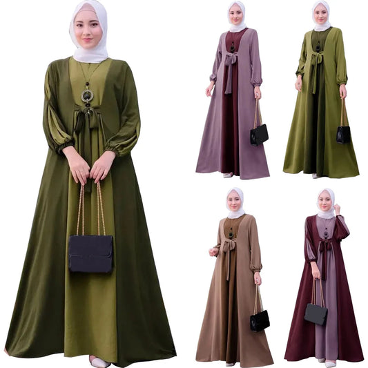 Eid Open Abaya Plain Islamic Clothing Lace Up Muslim Dubai Kimono Abayas for Women Ramadan Modest Kaftan Party Cardigan Abaya