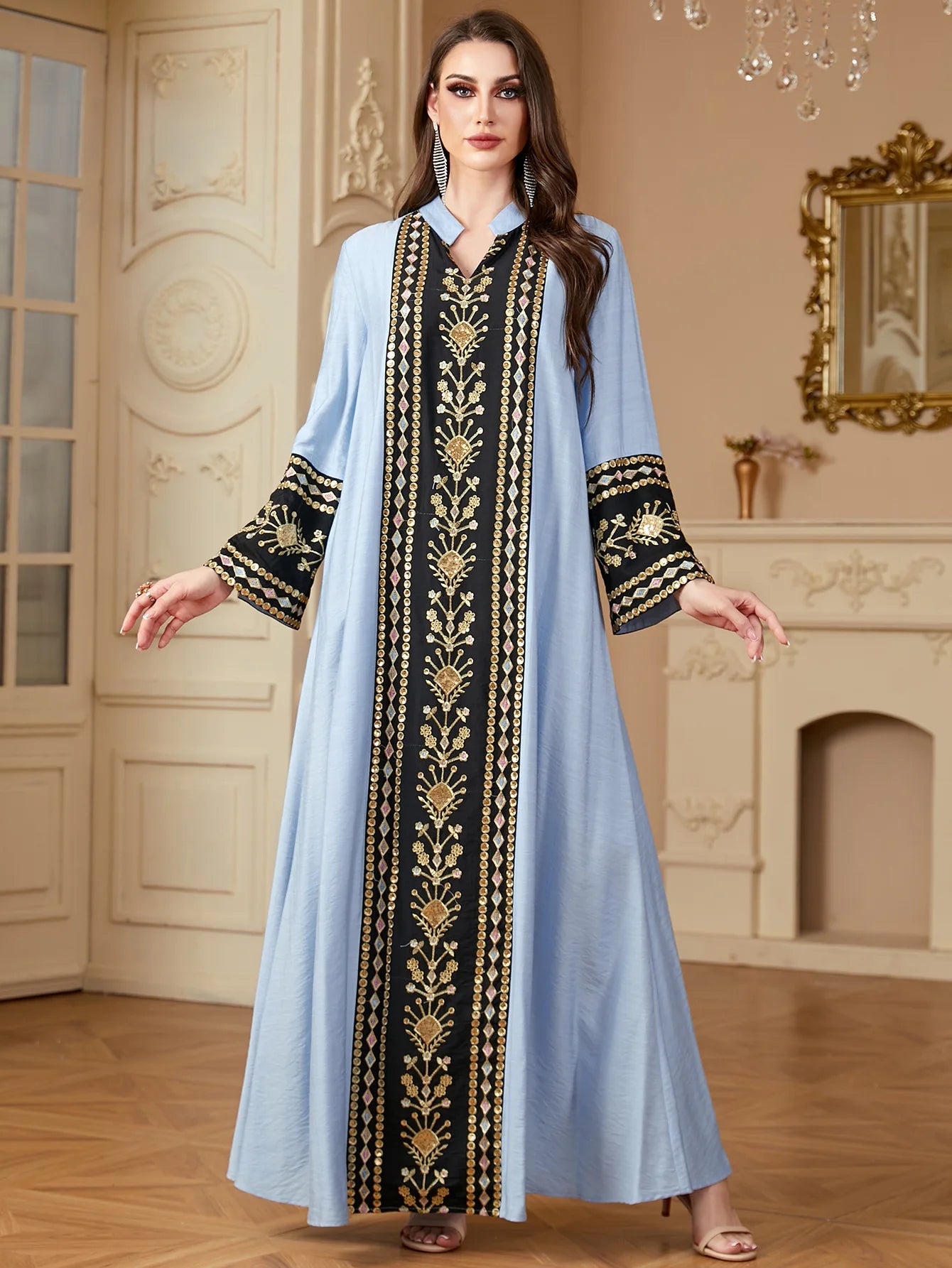 Dubai Morocco Women Embroidery Abaya Muslim Dress Saudi Turkey Kaftan Eid Djellaba Ramadan Islam Clothes Musulmane Femme Vestido