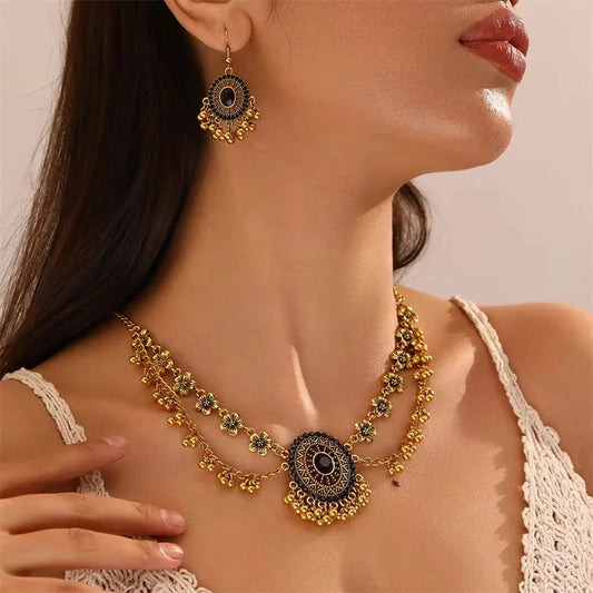 Ethnic Jewelry Sets Crystal Small Beads Flower Decoration Necklace Earrings Set For Women Bijoux Bohemia Necklace Set